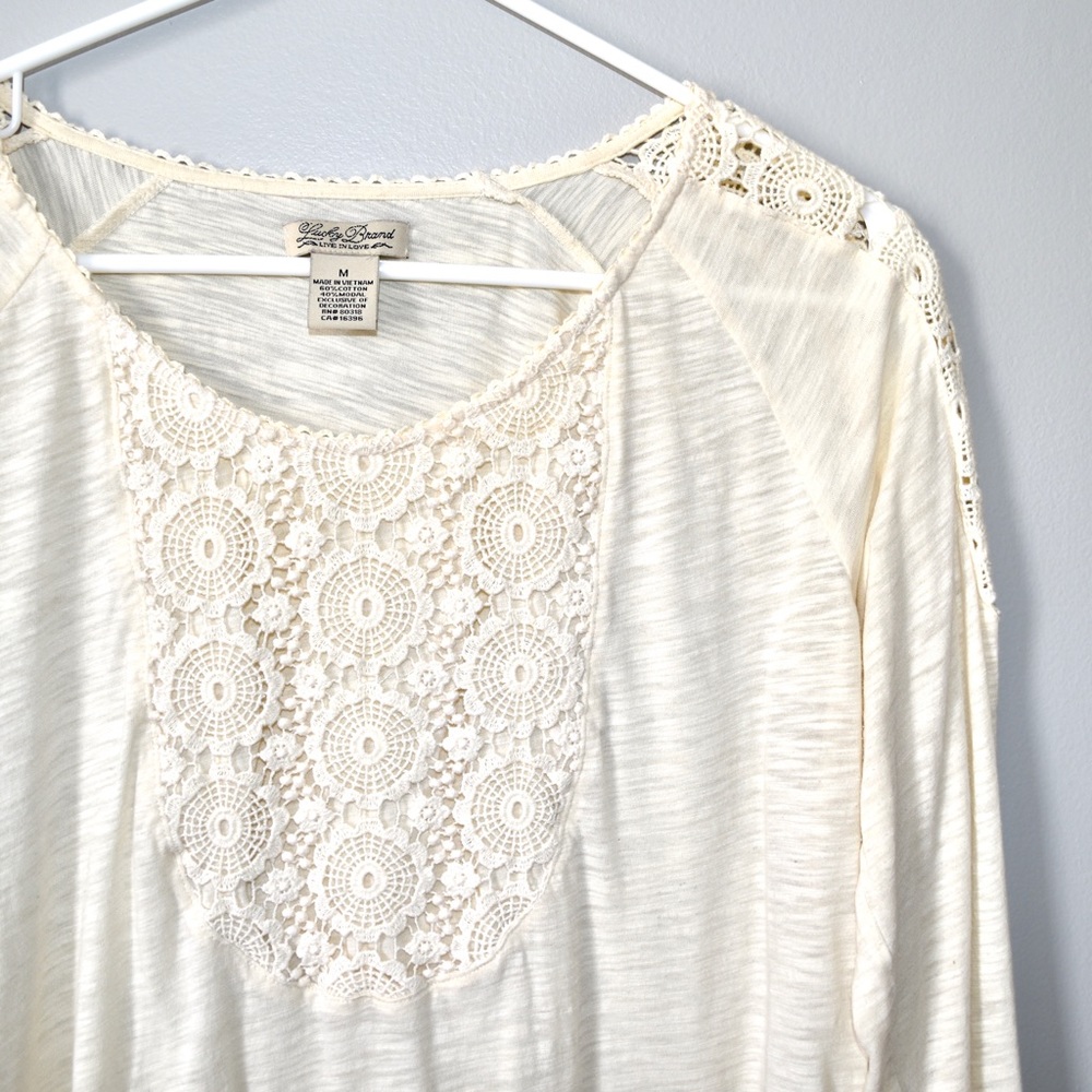Lucky Brand Cream Long Sleeve Top - M